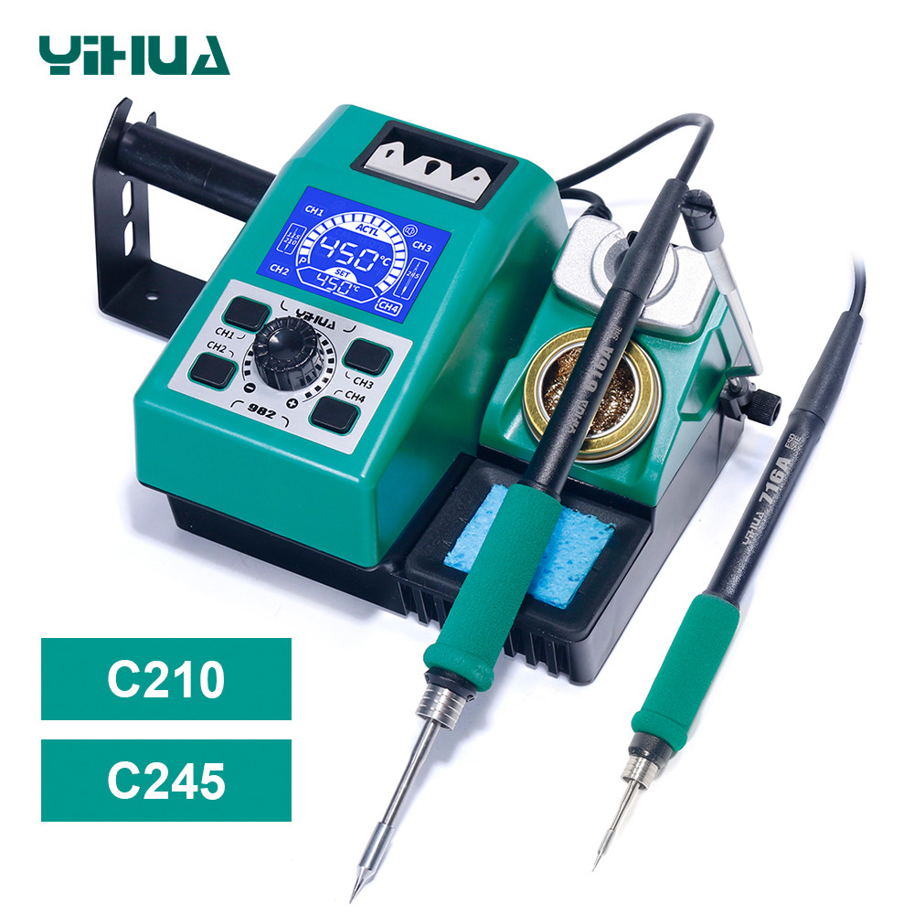 YIHUA 982 สถานีบัดกรี C210 C245 Double Handle Precision เชื่อมเหล็ก Rework Stations สําหรับโทรศัพท์ 