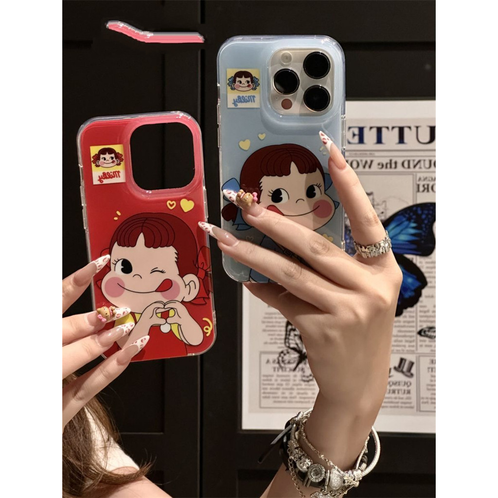 การ์ตูนน่ารักสาวน้อยiphoneสําหรับ7/8 Plus 14/13promax 12/11หลุมขนาดใหญ่โปร่งใสDropทนIPhone15 Soft Case XR/xsทาสี