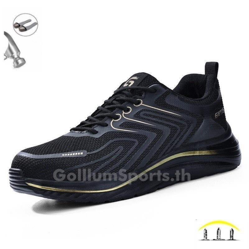 รองเท้าเซฟตี้หัวเหล็กน้ำหนักเบาระบายอากาศสีดำ37-45 3050 6XZH