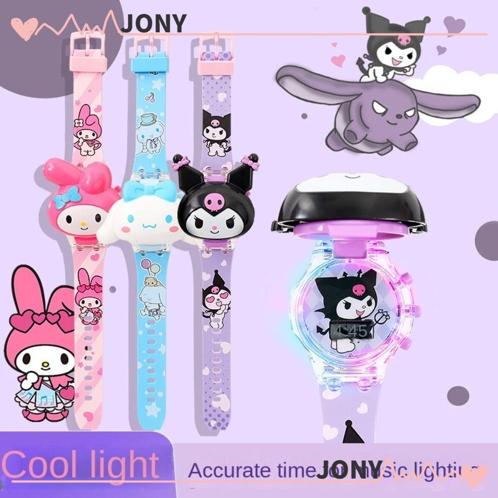 SANRIO คุณ1 นาฬิกา นํา,การ์ตูน ซานริโอ คุโรมิ นาฬิกาอิเล็กทรอนิกส์,นาฬิกาพลิกเพลงเรืองแสงคุณภาพสูงสําหรับเด็ก
