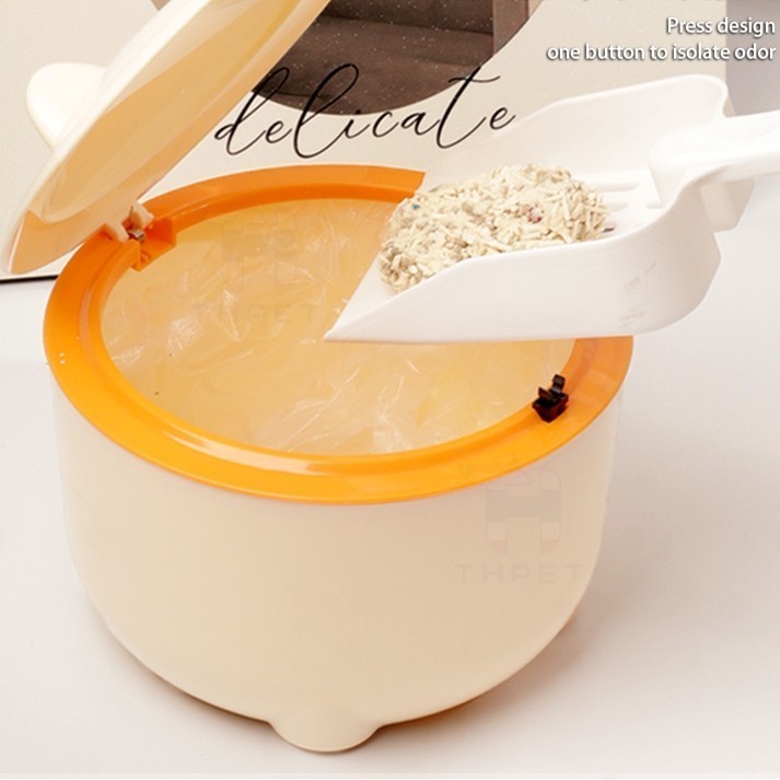 THPET ถังขยะวางได้ตั้งโต๊ะ สไตล์นอร์ดิก สำหรับใส่ขยะ ในบ้านและออฟฟิศ ครอกแมว กระบะทรายแมว พร้อมฝาพับปิดสนิท