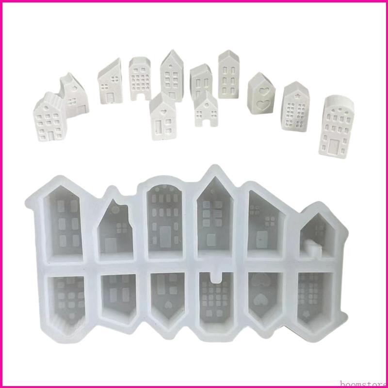 Boom แม่พิมพ์ตกแต่งบ้านเครื่องประดับซิลิโคนทํา Mould หน้าต่างบ้านหลังเล็กรูปยิปซั่ม Mould เครื่องประดับหัตถกรรมเครื่องมือ