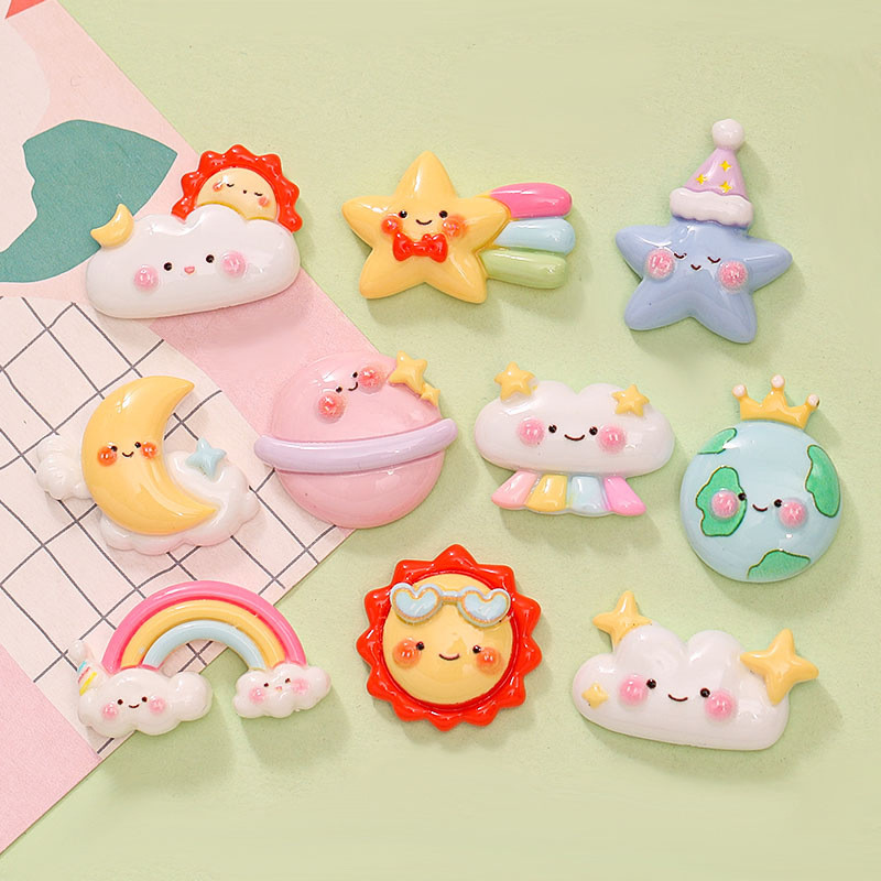 อุปกรณ์เรซิน DIY น่ารัก Rainbow Sun Star Moon DIY ครีมกาวเคสโทรศัพท์พวงกุญแจ Hairpin อุปกรณ์เสริม DIY วัสดุทําด้วยมือ