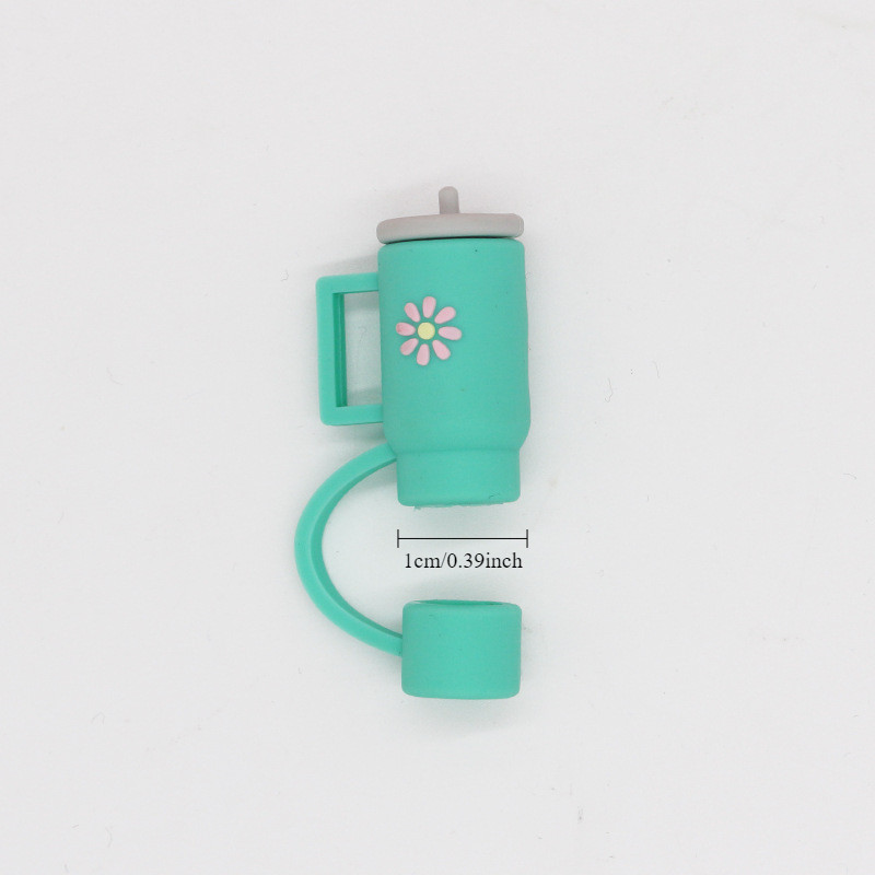 Sugaw 10 มม.Creative ฝุ่นหลอดน่ารักหมวกฟาง IceFlow รูปแบบซิลิโคน Protector ปลั๊กฟางฟางสําหรับ Stanley Tumbler