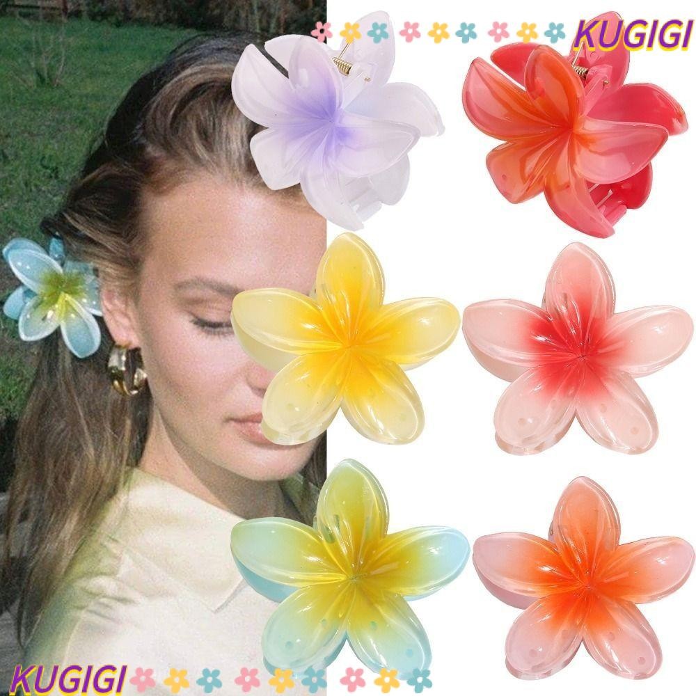 Kugigi Hair Claw, Plumeria ดอกไม้รูปร่างคลิปฉลาม Hairpins, อุปกรณ์เสริมผมพลาสติก Bohemian จัดแต่งทรงผม Barrettes หญิง
