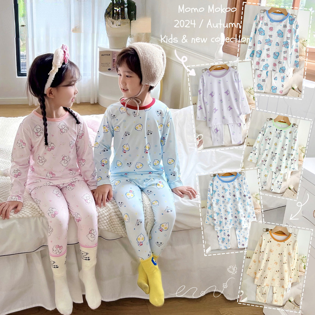 เสื้อผ้าเด็ก24ฤดูใบไม้ร่วงใหม่ชุดนอนเด็กชายและหญิง ล่าช้า ไลคร่า ชุดลําลอง ชุดเต็มรูปแบบของการ์ตูนแขนยาวบางหวาน 0909