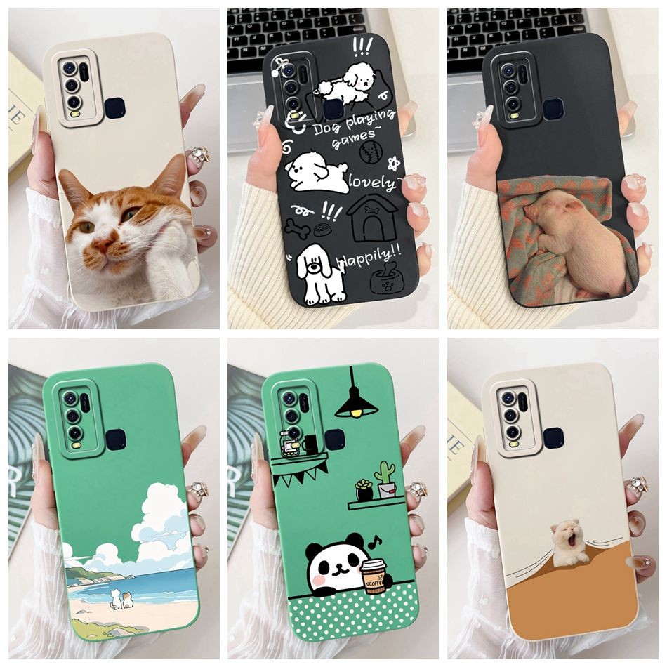 Vivo Y30 Y30i Y50 1938 1935 น่ารักสไตล์ตลกเลนส์ป้องกันกันกระแทกซิลิโคนอ่อนนุ่มเคสโทรศัพท์