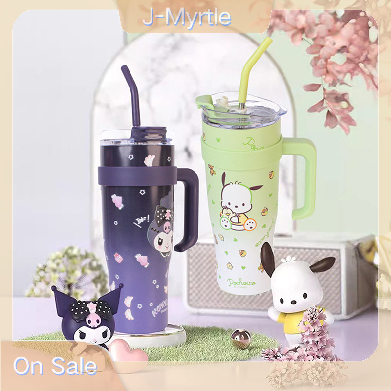 J-myrtle 304 สแตนเลสฉนวนขวดน้ํากาแฟความร้อนรถถ้วยเย็นร้อนแก้วกระติกน้ําสูญญากาศพร้อมที่จับฟางสําหรับเล่นกีฬา Gif Nice
