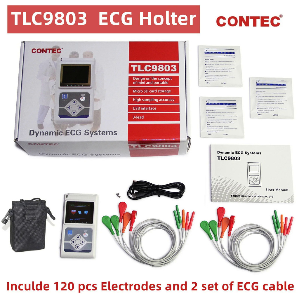 TLC9803 3 Channels ECG Holter EKG Holter, Dynamic ECG Monitor System, 24 Hours ECG Recorder Optional