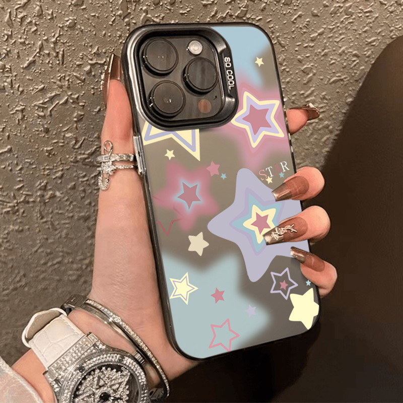 โลหะชุบโลหะด้วยไฟฟ้า ไอโฟนดาวเรืองแสงfor 11 iPhone 12 13 14 15Pro MAX X XS XR 7 8Plus เคสโทรศัพท์