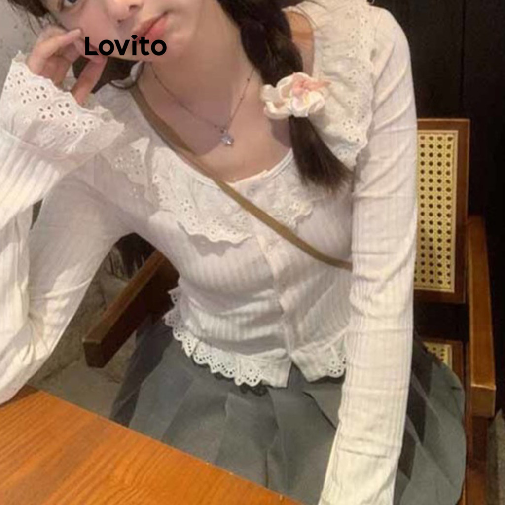 Lovito เสื้อครุยลายธรรมดาสำหรับผู้หญิง LNA79183
