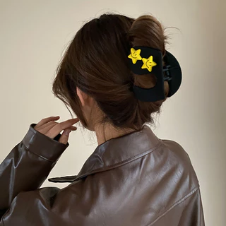 Matte Yellow Star อะคริลิค Hairpin หางม้าคลิปผม Big Grips Hairpin Headwear อุปกรณ์เสริม