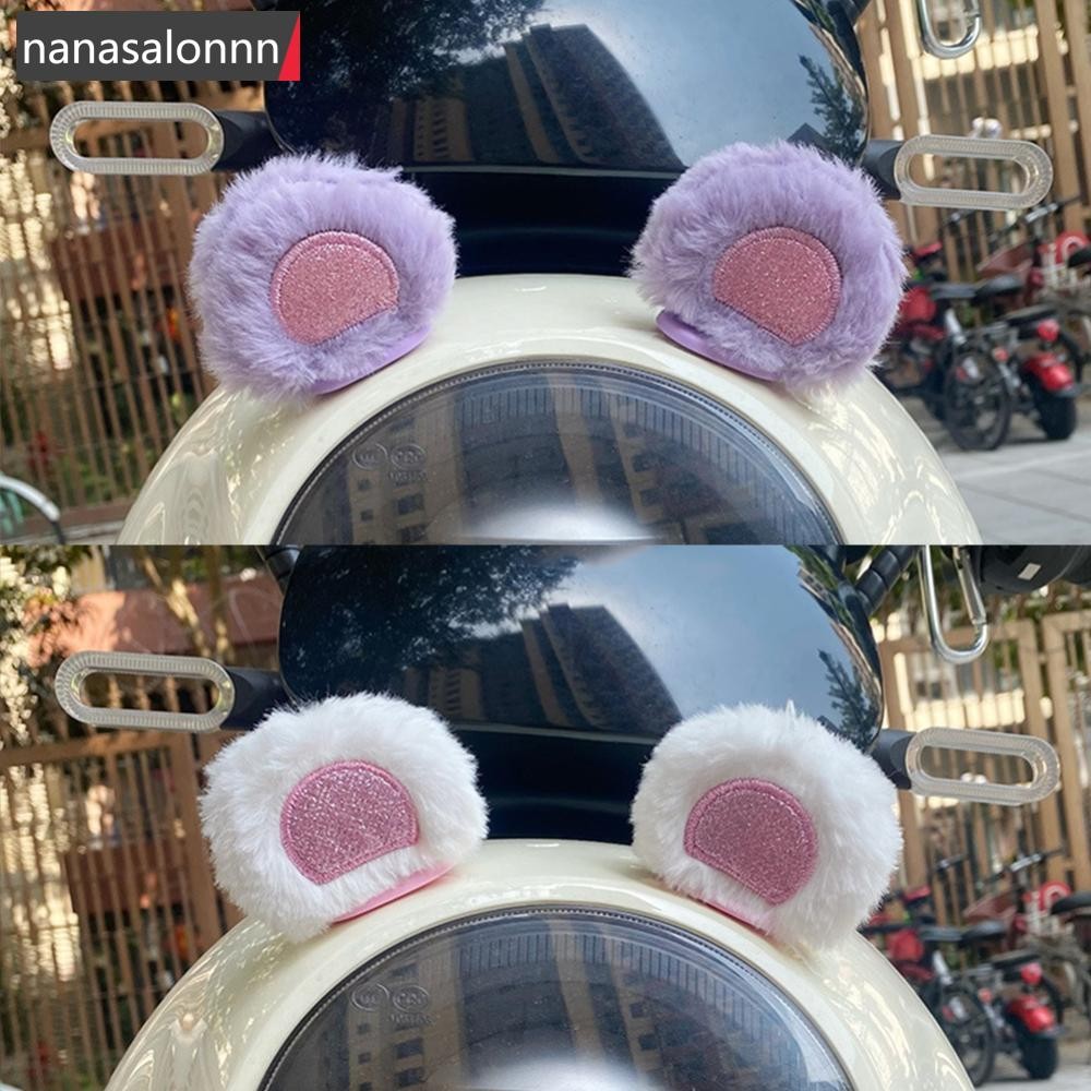 Nanasn| 2ชิ้นรถรถจักรยานยนต์หมวกกันน็อคตกแต่งจักรยานไฟฟ้านุ่มตุ๊กตาหมีน้อยหูสําหรับวิบากเต็มใบหน้าปิดถนนหมวกกันน็อคสติ๊กเกอร์ ล7ยู1[]