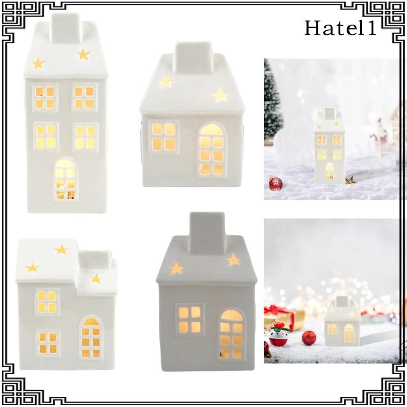 [Hatel] Farmhouse with Nightlight Decorative Holiday Ceramic Xmas House