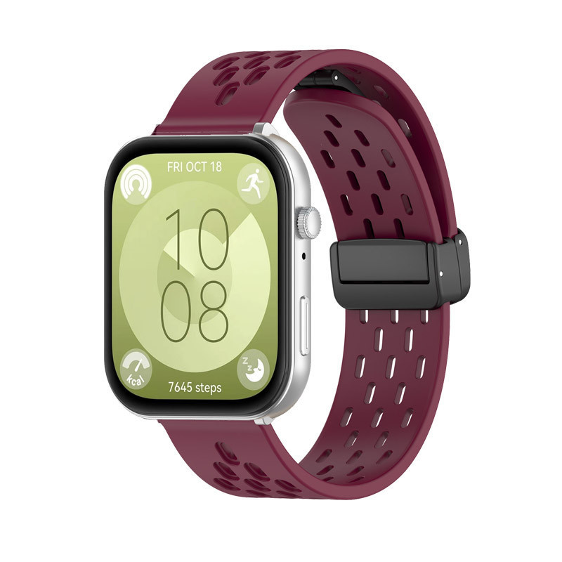 สายรัด + เชื่อมต่อพับหัวเข็มขัดแม่เหล็กหัวเข็มขัดซิลิโคนสําหรับ Huawei Watch Fit 3 /Fit 4 Pro