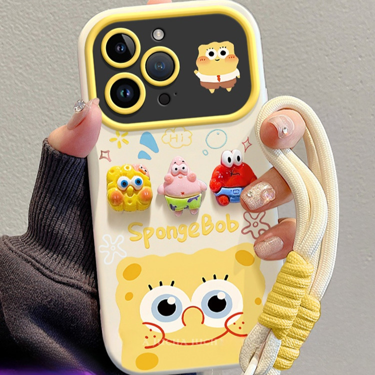 Iphone 15 14 13 12 11 Pro MAX X XR XS MAX 7 8 Plus 3D SpongeBob SquarePants เคสโทรศัพท์ปกอ่อน