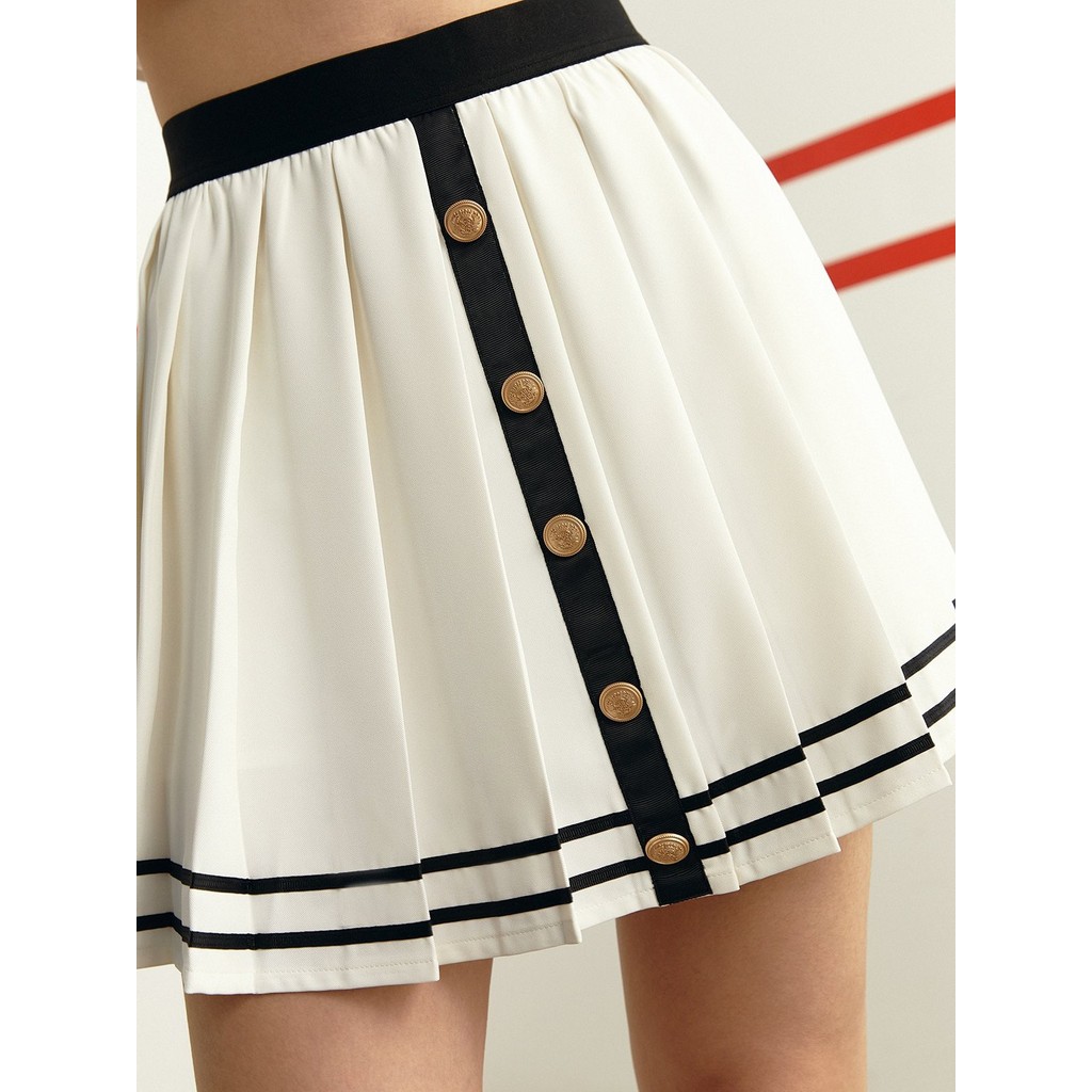 [Pomelo] กระโปรงพลีทดีเทลกระดุม / Button Detail Pleated Skirt