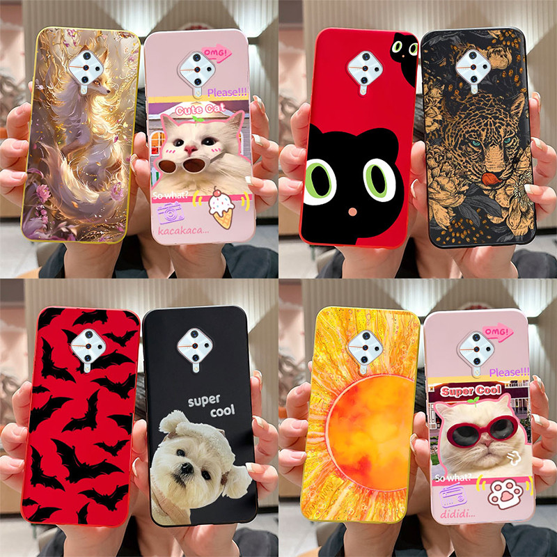 สําหรับ Vivo S1 Pro กรณีน่ารักการ์ตูน Cat Fox รูปแบบ Candy Soft Silicon เปลือกป้องกันเคสโทรศัพท์สําหรับ VivoS1 Pro S 1 Pro 1920 ฝาครอบ