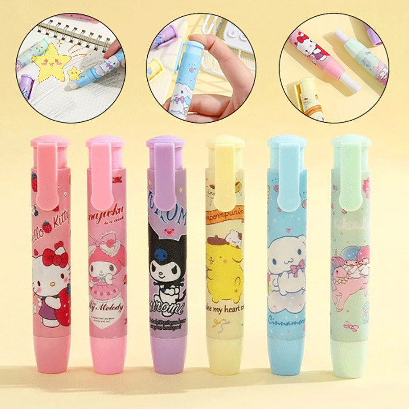 [JBTH] Creative Sanrio Hello Kitty กดยางลบอะนิเมะ Kuromi Melody Cinnamoroll การ์ตูน Kawaii เครื่องเขียนของขวัญอุปกรณ์สํานักงานโรงเรียน [JB]