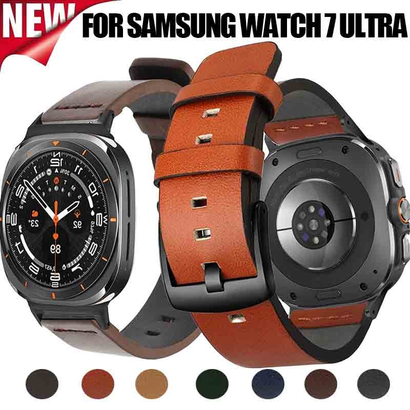 สายหนังใช้งานร่วมกับ Samsung Galaxy Watch Ultra 47 มม.สําหรับ Galaxy Watch 7 Ultra Watchband สร้อยข้อมืออุปกรณ์เสริม
