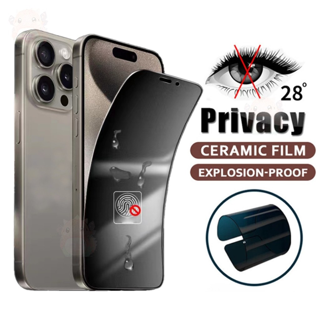 ฟิล์มกันรอยหน้าจอเซรามิค แบบนิ่ม ป้องกันการแอบมอง เพื่อความเป็นส่วนตัว สําหรับ iPhone 16 15 14 13 12 11 Pro Max 12 13Mini X Xs Max 6 7 8 14 15 Plus