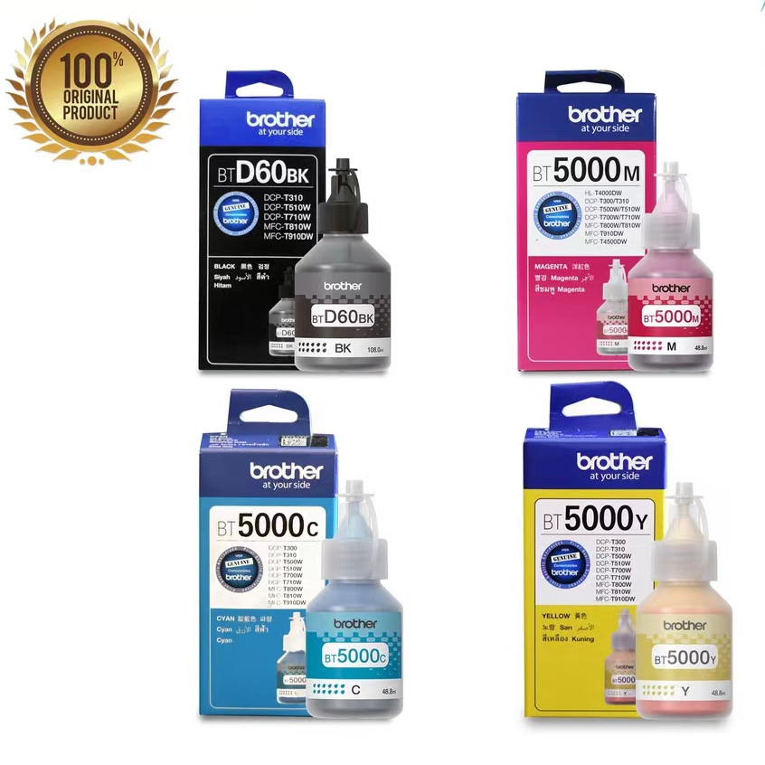 (พร้อมกล่อง)สินค้าพร้อมส่ง หมึกแท้ Brother BT-D60BK / BT-5000C / BT-5000M / BT-5000Y