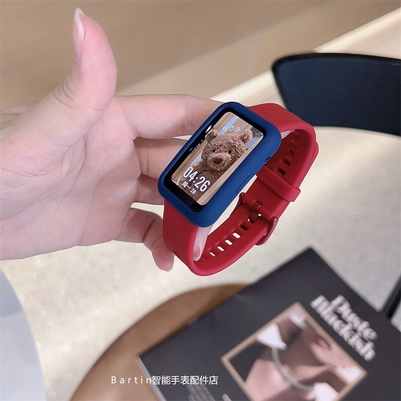 สําหรับ Samsung Galaxy Fit 3 สมาร์ทนาฬิกาสายรัดซิลิโคน + กรณี TPU ชุดสี Contrast พร้อม Samsung Fit3 ซิลิโคนสายกีฬาเปลี่ยนสายรัดข้อมือ