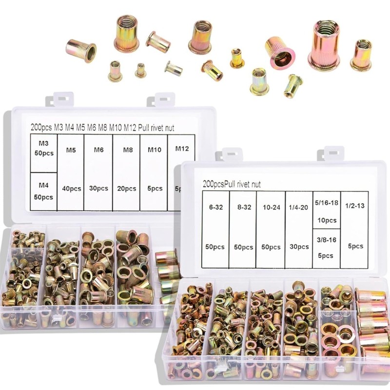 HL Sturdy Rivets Nut Assortment 400 ชิ้นสําหรับเครื่องจักรและเฟอร์นิเจอร์