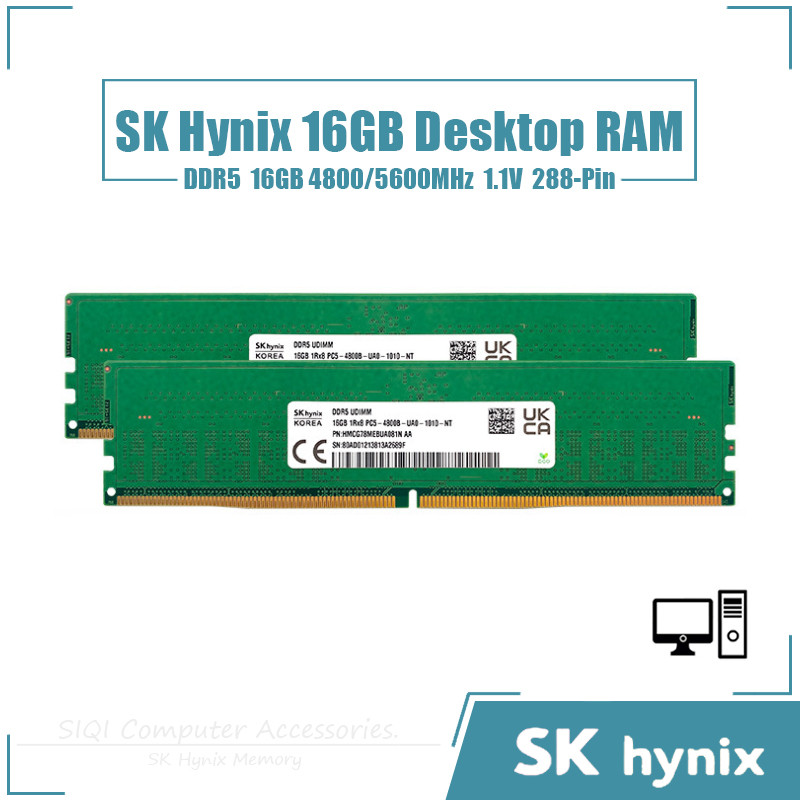 Sk Hynix 16GB DDR5 4800MHz 5600MHz หน่วยความจํา RAM เดสก์ท็อปแรงดันไฟฟ้า 1.1V 288 พิน ความเข้ากันได้