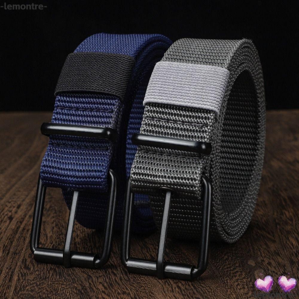 Lemontre Pin Buckle Waistband, Casual Simple Nylon Canvas Braided Belt, Quick-drying Luxury Design Jeans Waist Strap For Man