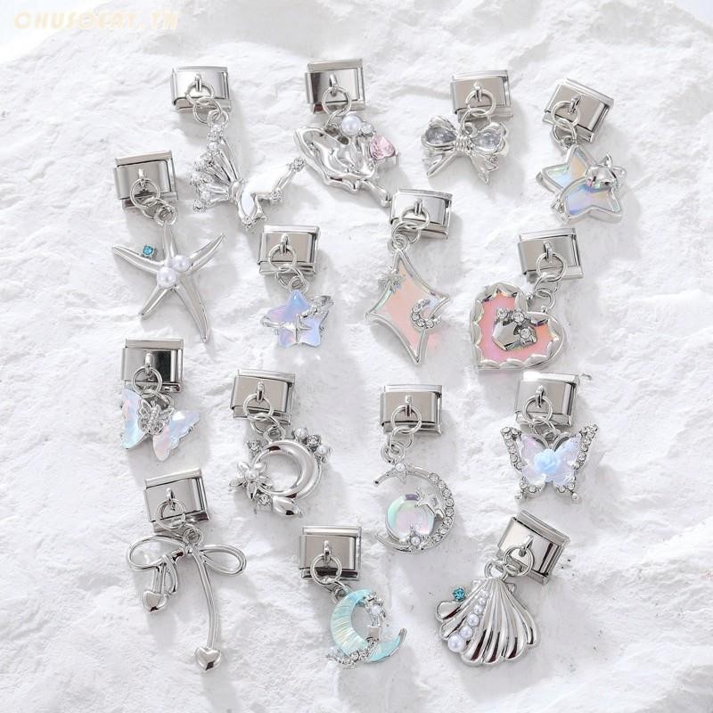 ยอดนิยมรักผีเสื้อจี้สีอิตาเลี่ยน Charm Links Fit 9 มม.สร้อยข้อมือสแตนเลสทําเครื่องประดับ