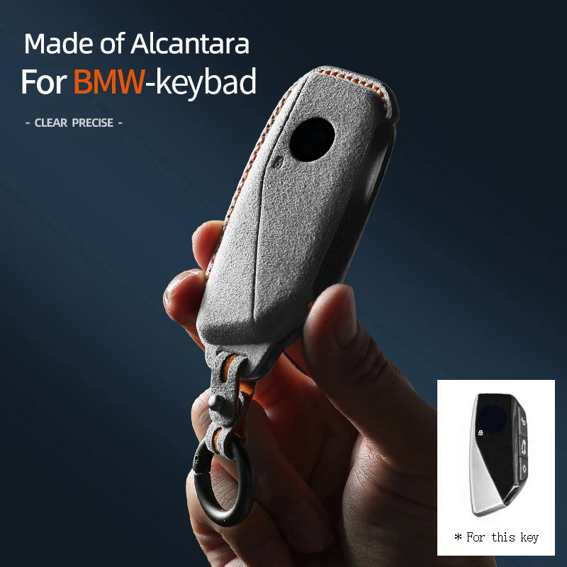 Alcantara Car Key Case Cover For BMW Series 7 735 i 740 Li X7 X1 U11 2023 I7 G07 LCI XM Keychain Acc