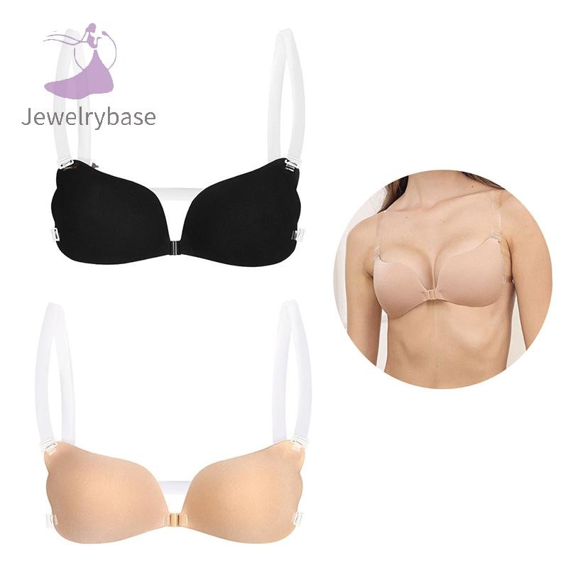 [jewelrybase] 1pc ผู้หญิงที่มองไม่เห็น Bra Push Up ซิลิโคน Bra สําหรับงานแต่งงาน Sticky Bra นํากลับมาใช้ใหม่กับสายโปร่งใส Backless Bralette ชุดชั้นใน Top Boutique