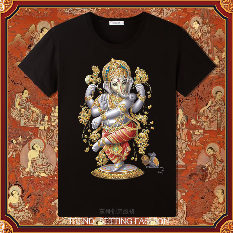 เสื้อเลือกตั้ง เสื้อยืดไทยพระพิฆเนศ อธิษฐานขอโชคลาภ เครื่องแต่งกายทางศาสนา พิมพ์สี S-3XL Unisex เสื้อยืด Cool Man