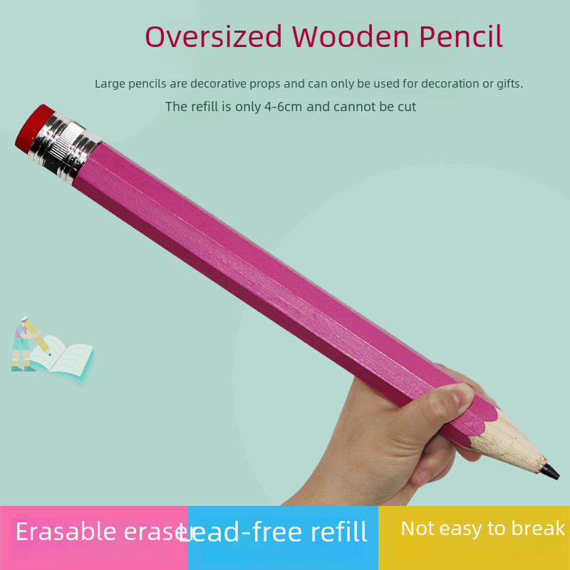 Spot Goods#Personality Super Hot Super Large Tip Pen Wooden Large Giant Decompression Pen Large Penc