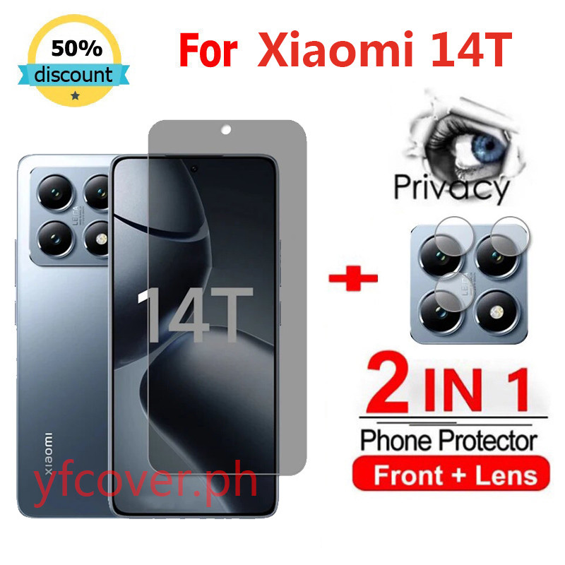 2 in 1 Xiaomi 14T ความเป็นส่วนตัวกระจกนิรภัย Anti-Spy สําหรับ Xiaomi 14T 13T 12T 11T 10T Pro POCO M6