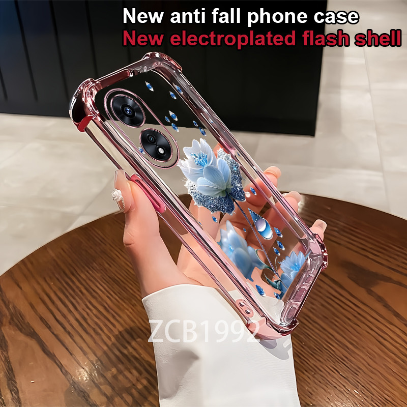 ขายร้อน Case สําหรับ OPPO A17 A18 A38 4G A97 A58 A78 4G 5G เคสโทรศัพท์ TPU คริสตัล raindrop รูปแบบดอกไม้สีฟ้าสี่มุม anti drop เคสใส ราคา ถูกที่สุด ดีลบีเคเค แกลเลอรีภาพที่ 9