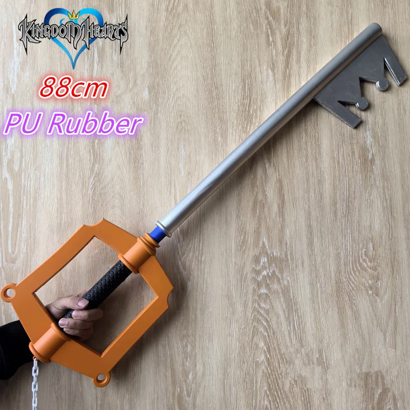 ✨ 1:1 Kingdom Hearts Sora Gloden Key Blade Cosplay Sword Model Prop Keyed Blade Weapon Safety PU Rol