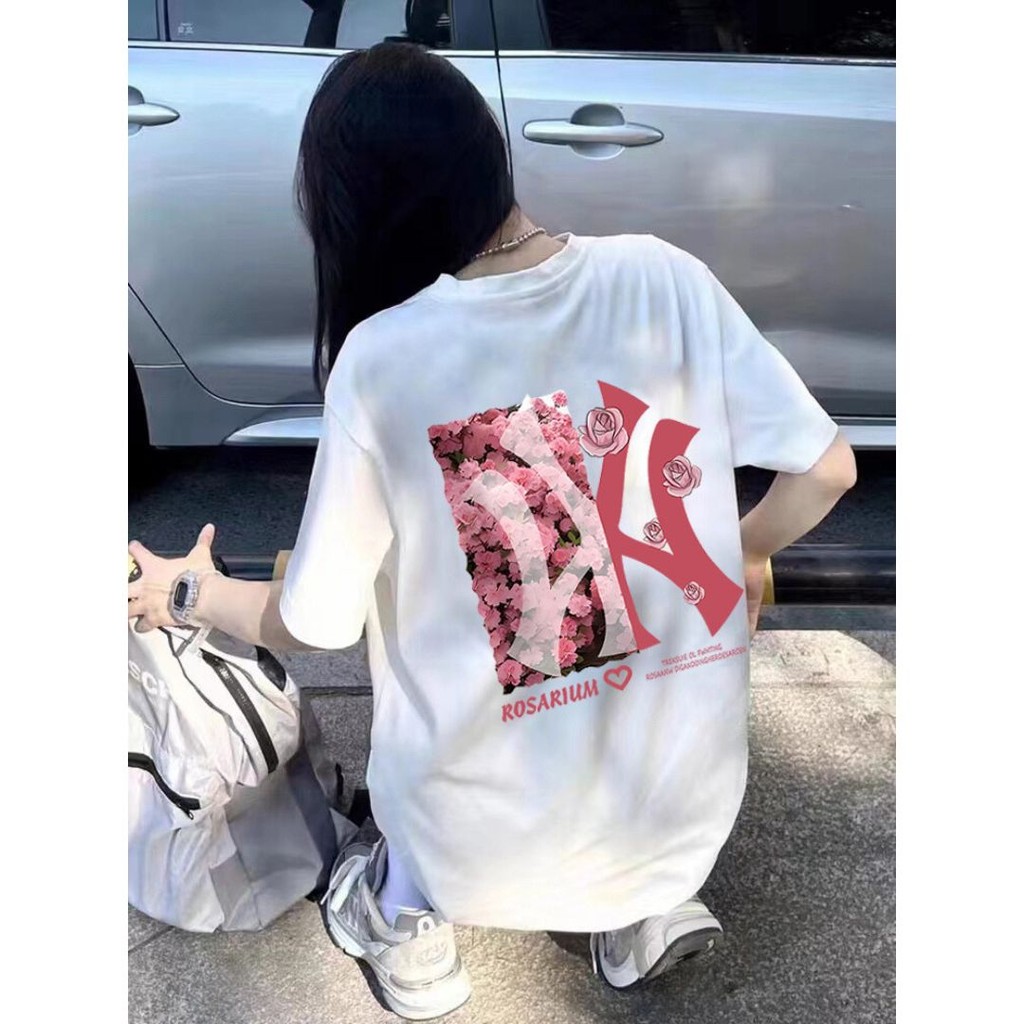 TeeTwoOne สไตล์เกาหลี เสื้อยืดโอเวอร์ไซส์ "NY1"พิมพ์ลาย cottone 100% t shirt ผู้ชายและผู้หญิง จัดส่งจากกรุงเทพ