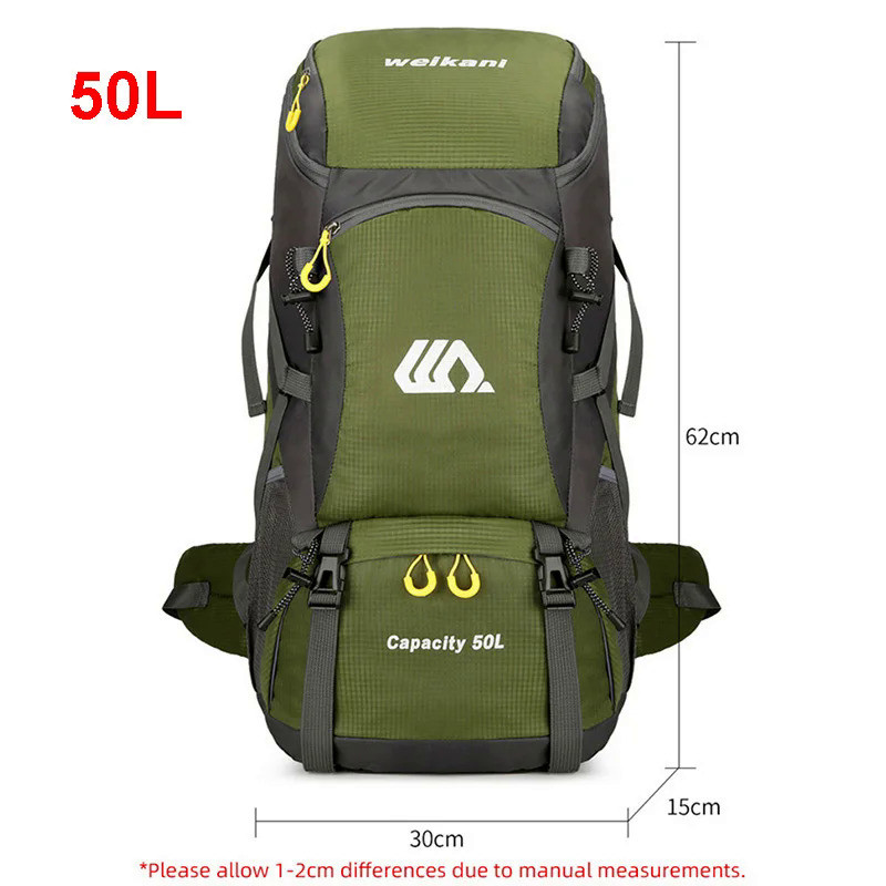 50L Travel Backpack Camping Men Large Hiking Bag Tourist Rucksack Waterproof Outdoor Sports Climbing