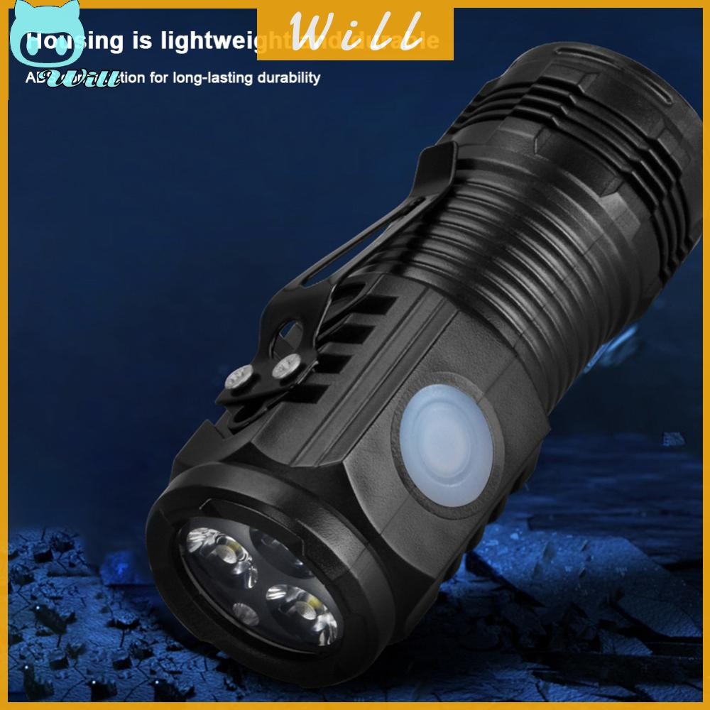 ไฟฉาย LED ขนาดเล็ก USB C ไฟคลิปหมวกแบบชาร์จไฟได้สําหรับตั้งแคมป์ฉุกเฉิน
