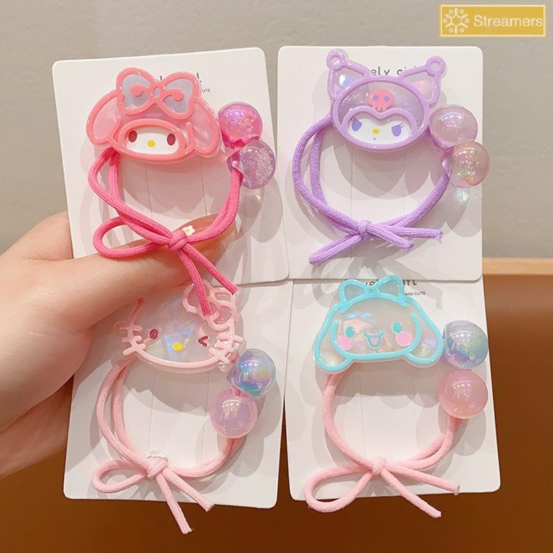 {Streamers} Kawaii การ์ตูน Kuromi Cinnamoroll Mymelody สําหรับผู้หญิงสาวยางรัดหวานน่ารักยืดหยุ่นสูงทนทานเชือกผม Headdress ของขวัญใหม่