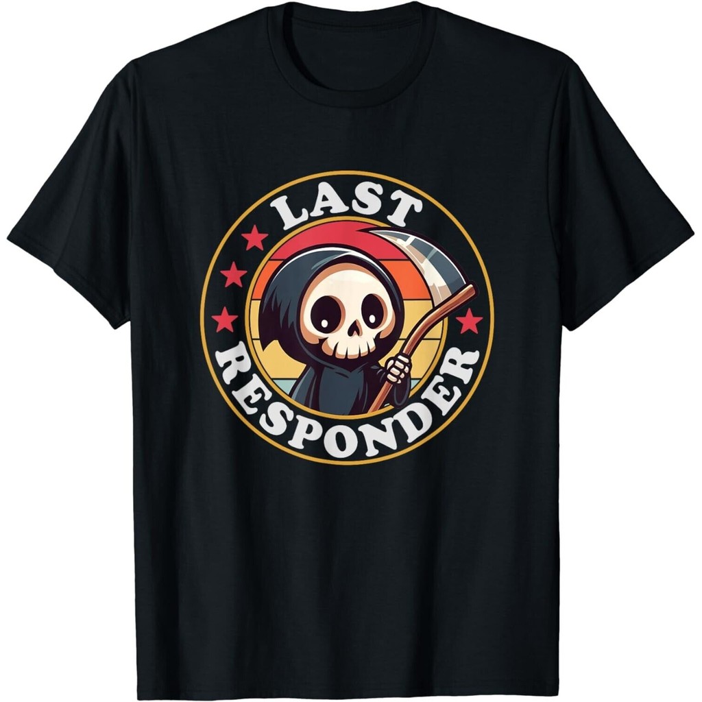 Last Responder ตลก Mortician Grim Reaper เสื้อยืด