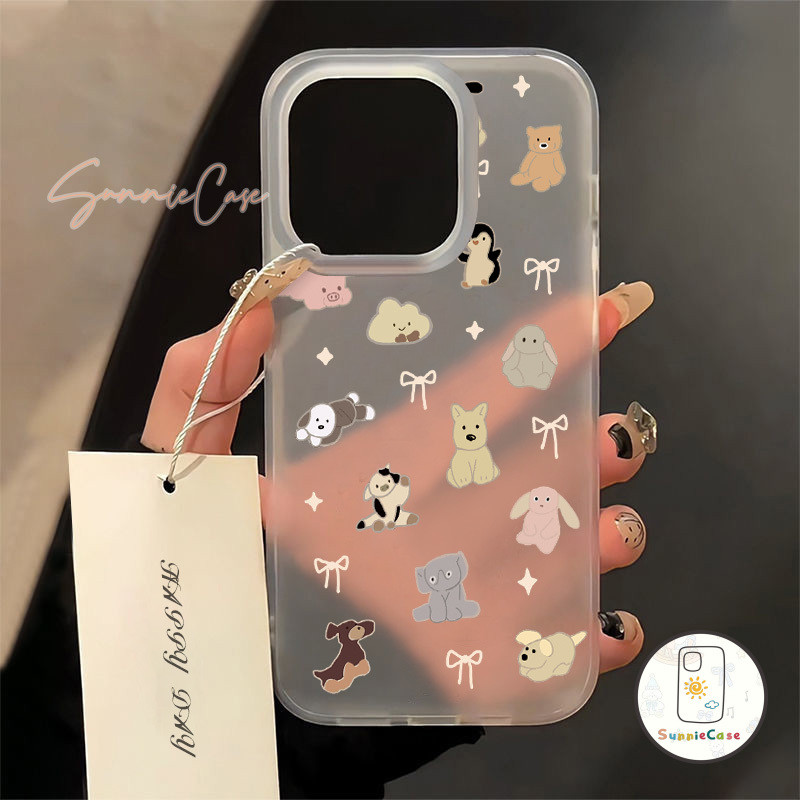 น่ารัก สครับ เคสไอโฟน11 15 7Plus IPhone 13 12 14 15 ProMax XS X 7 8 14 XR Plus XR Max SE 2020 สุนัข ซอฟต์เชลล์ เคส