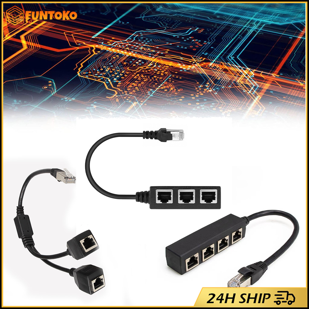 สินค้ามีคุณภาพ Rj45 อะแดปเตอร์แยกสายเครือข่ายอินเตอร์เน็ต รองรับรุ่น CAT5 CAT6 แยก1เป็น2/3/4พอร์ต