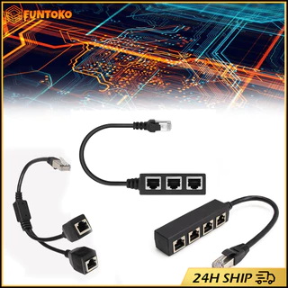 สินค้ามีคุณภาพ Rj45 อะแดปเตอร์แยกสายเครือข่ายอินเตอร์เน็ต รองรับรุ่น CAT5 CAT6 แยก1เป็น2/3/4พอร์ต