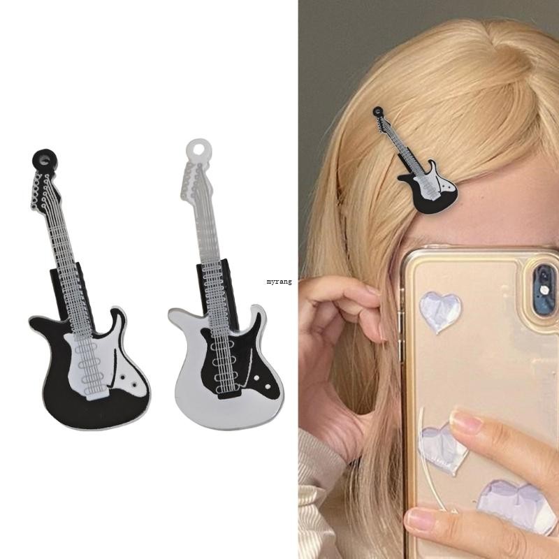 Mg กิ๊บติดผมมีสไตล์ Sweet Balletcore Clip Girl Ornament Bass Guitar Shape