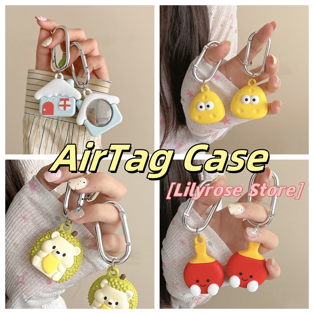 น่ารัก AirTag สําหรับ Apple Tag GPS Protector พร้อมพวงกุญแจ Anti-Fall Anti-Loss แหวนซิลิโคนการ์ตูน JellyC ไม้ปิงปอง