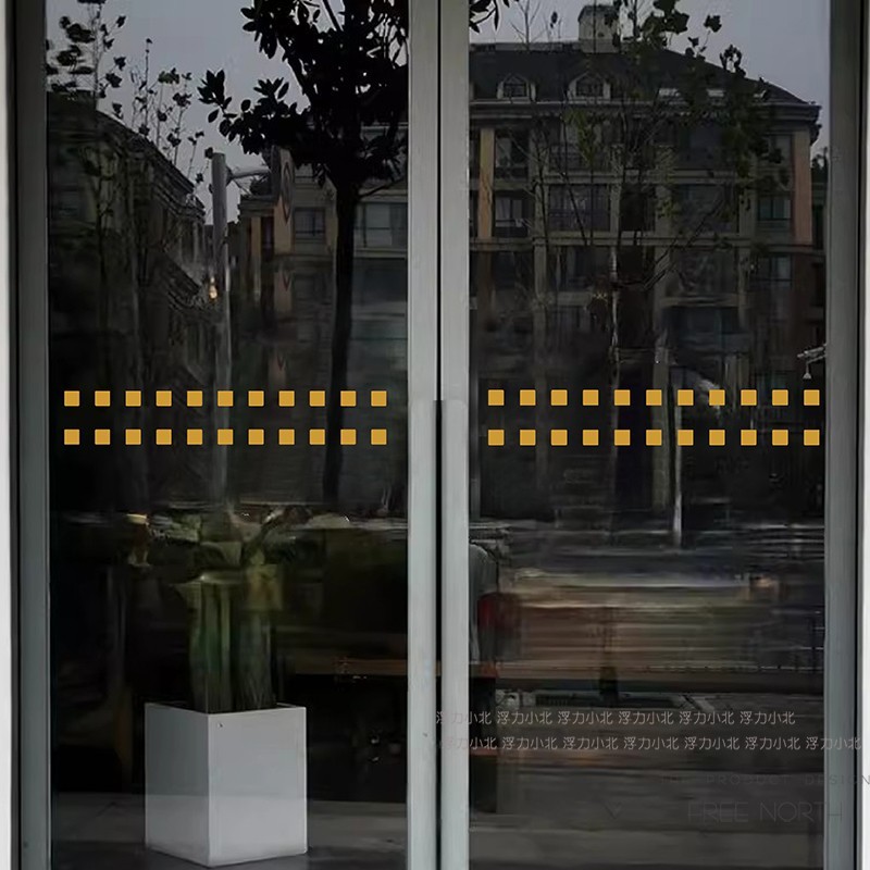 Simple Square Glass รอบเอว Anti-collision สติกเกอร์ห้องน้ําห้องครัวระเบียงแก้วประตูบานเลื่อนตกแต่งสายสติกเกอร์