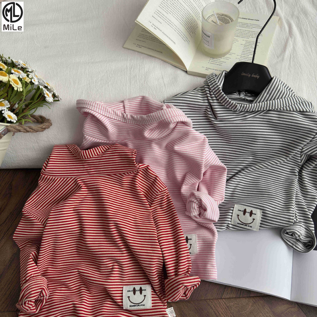 [ML] 80-150 ซม.ฤดูใบไม้ร่วงสไตล์ใหม่เด็กแขนยาวลายHooded Bottomingเสื้อAll-Matchหลวมชายหญิงให้ความอบอุ่นด้านในH